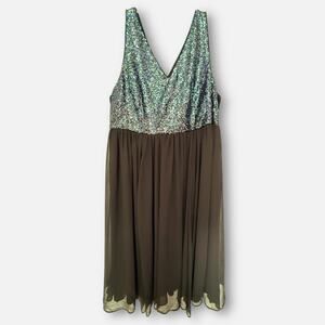 Torrid Sequin Chiffon Skater Midi Dress Black – 22